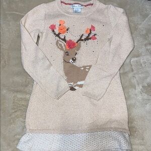 Jillian's Closet Beige Sweater Dress with Deer Design